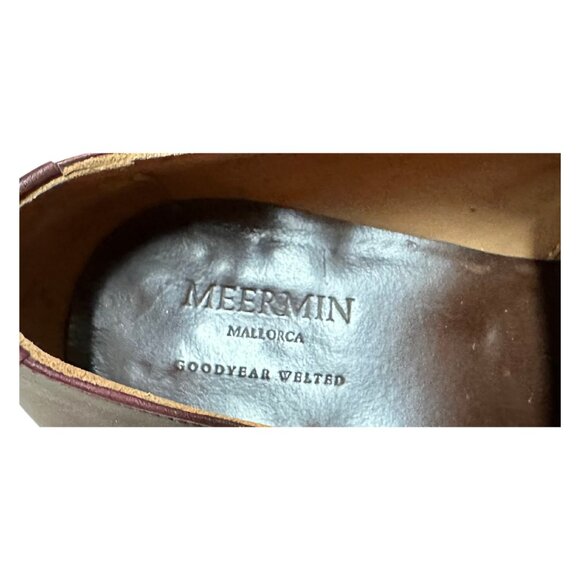 Meermin Men's 8.5 UK 9.5 US 101541 - DOUBLE MONK AUBERGINE VINTAGE NATURCALF - E - Picture 2 of 5